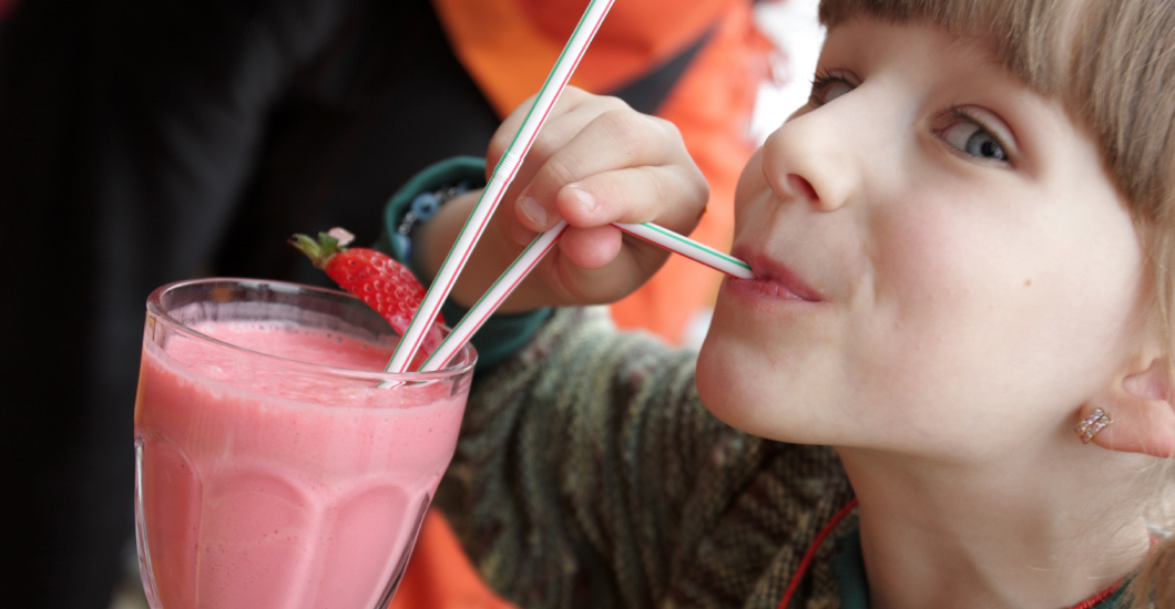 Delicious pink smoothie for strong kids